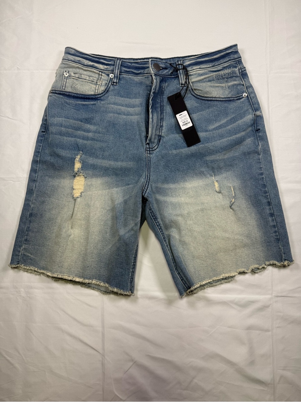 Fashion Nova Light Blue Distressed Men's Denim Shorts - 32